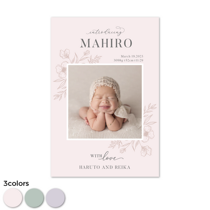 出産報告・内祝いカード /Floral